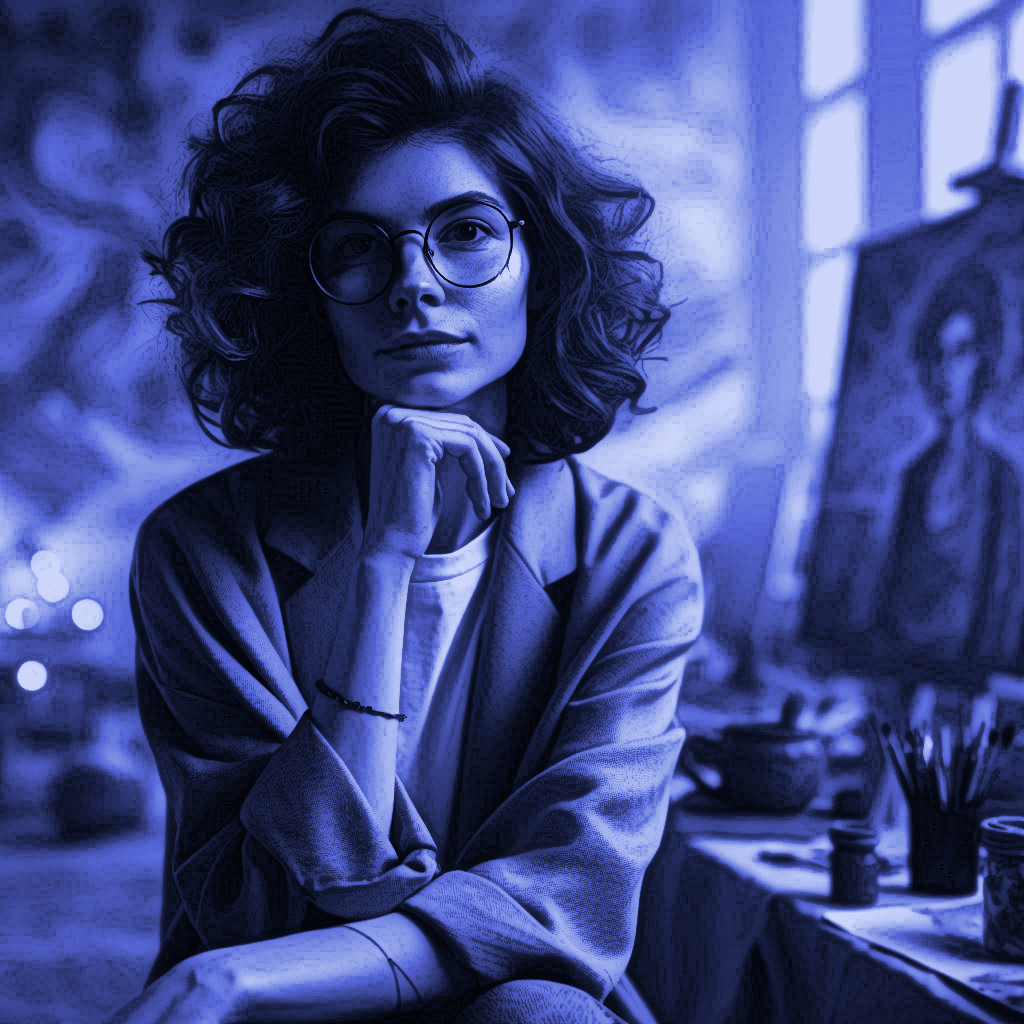 Use a Wide Aperture for Portraits. Graffiti style illustration. Blue, Black and Gray.