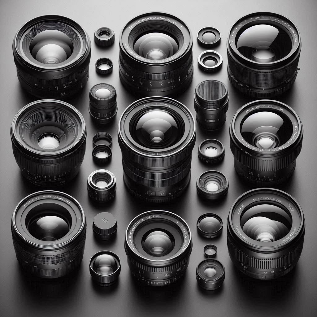 Experiment with Different Lenses for Photography. Graffiti style illustration. Blue, Black and Gray.